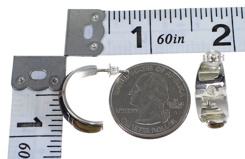 Southwest Multicolor Sterling Silver Post Hoop Earrings RX65546